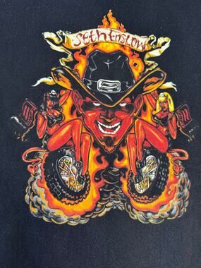 SHIFT Black Men’s Regular Fit M Long Sleeve Crew Neck Devil Motorcycle Tee